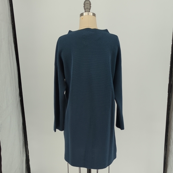 01508 Eileen Fisher Mock Neck Knit Sweater Teal Size XXS - Picture 2 of 6